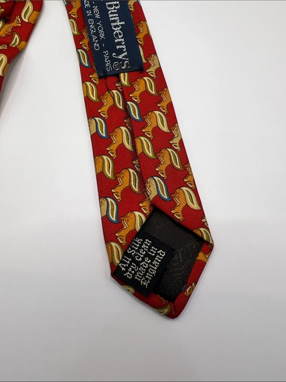 507. Burberry Red Tie with Yellow   Motif